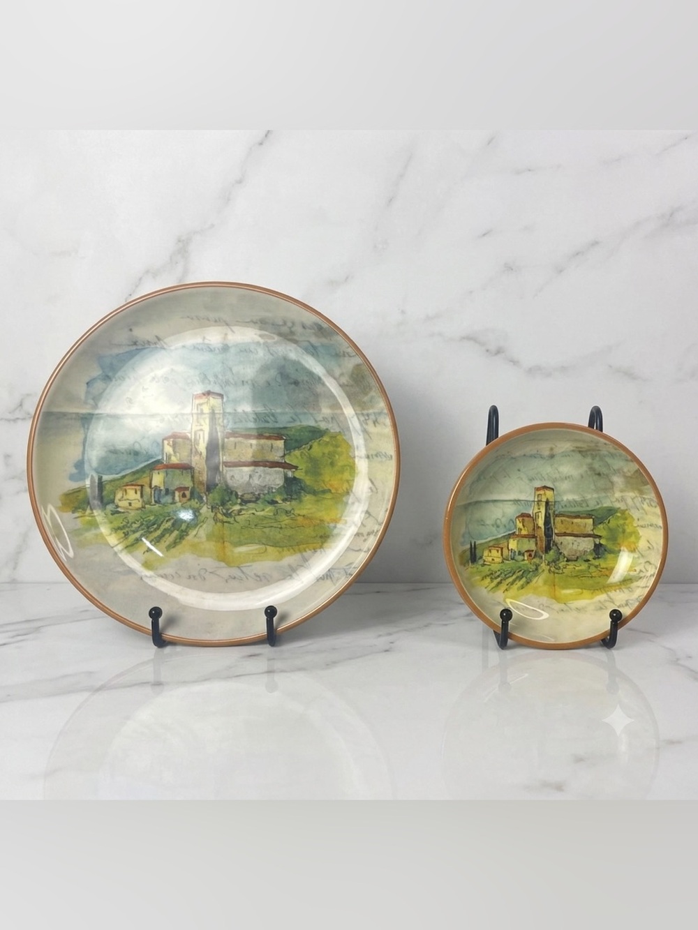 Paysage Salad/Dessert Plate With Dipping Bowl By artist Marc Lacaze